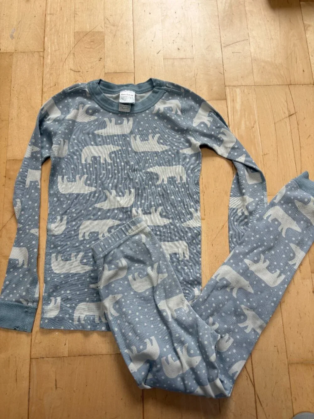 Hanna Anderson Pajamas 130 size 8 Lot Of 2 Polar Bear + Castle long sleeve